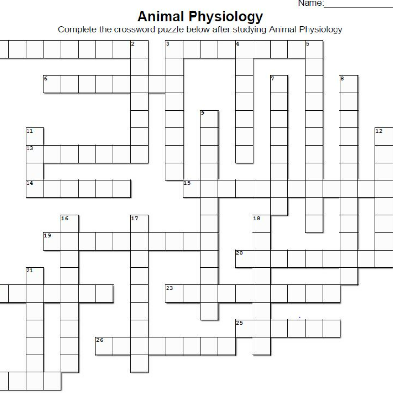 Animal Physiology Crossword