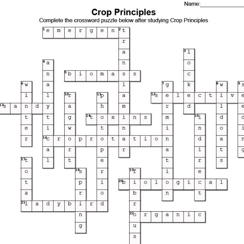 Crop Principles Crossword