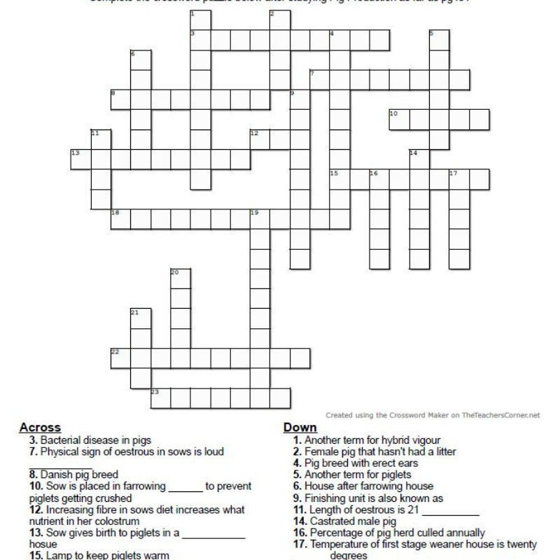 Pig Crossword