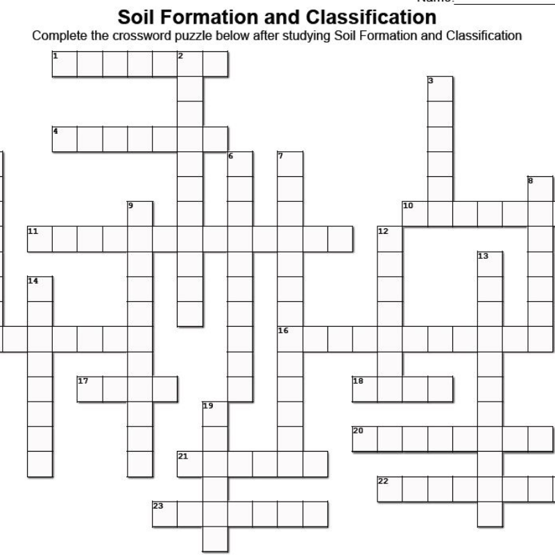 Soil Formation Crossword